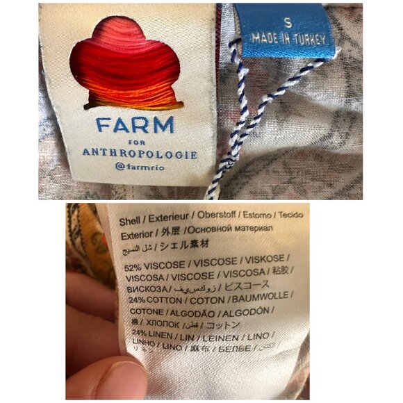 Farm Rio Toscana Pleated Wide Leg Pants Womens Small Orange Linen High Rise Boho - Picture 6 of 16